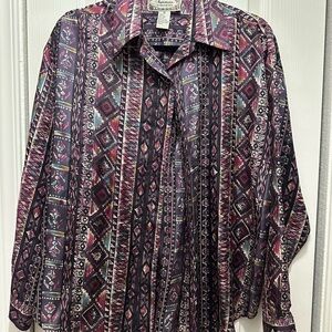 Jonathan Martin‎ Multicolor Geometric Button Down Shirt 100% Silk